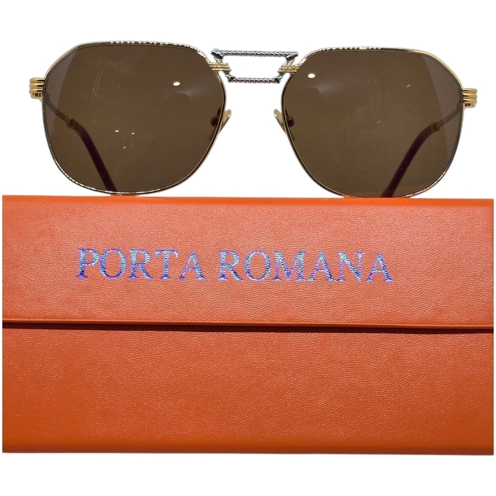 Porta Romana Brown Sunglasses GOLD PLATED